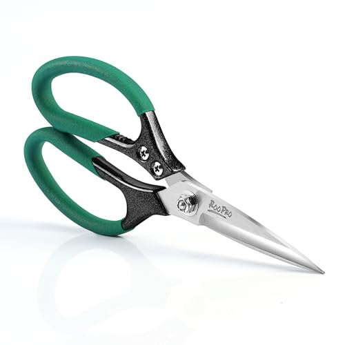 RooPro Heavy Duty Scissors All Purpose, 8.5 inch Stainless Steel Utility Sharp Shears, Aluminum Alloy Handle for Cutting Cardboard,Carpet,Fabric,Leather,Rope,Rubber,Plastic and Kitchen or Workshop Use