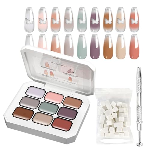 Esmalte De Uñas Gel - 9 Colores Gel Decorativo Para Manicura Con Esponjas,Esmalte Degradado Con Pinza Metálica Para Salón Y Hogar