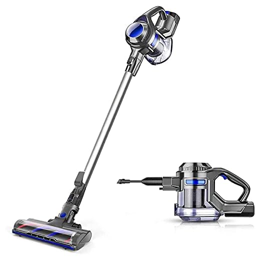 MooSoo aspiradora Escoba sin Cable, 4 en 1 Aspirador Vertical y de Mano, 1.3L/Cepillo Motorizado Flexible/Potente succión/Batería Extraíble/2 Niveles de Potencia/Soporte de Pared, X6