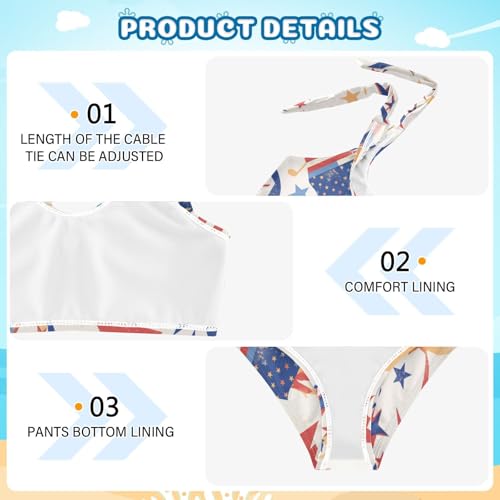 KLL 4th July American Independence Day Girls' Two Pieces Bikini Set Quick-Dry Swimsuit Swimming Suits Adjustable Strap4