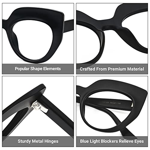 Image of Zeelool Cat Eye Blue Light Blocking Glasses for Women Chic Thick Eyewear Depp OP01884-06 Black