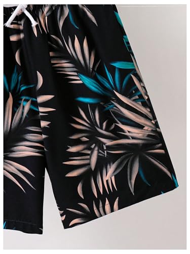 Image of RoseSeek Boy's 2 Piece Outfits Letter and Tropical Graphic Tees and Shorts