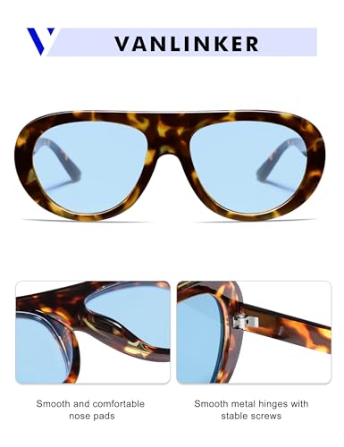Image of VANLINKER Oversized Retro Aviator Sunglasses for Women Men Chic 70s Vintage Style Trendy 2026 Chunky Sun Glasses VL9865
