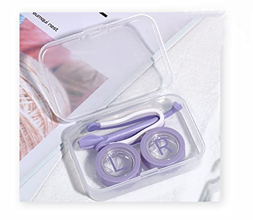 Soft Contact Lens Applicator, Portable Contact Lenses Case with Lens Remover and Insertion Tool, Eyes lens Container with Tweezers, scooper for Girls with Long Nails to Travel Outdoor Storage (Purple)