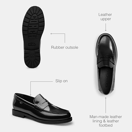 COACH Men's Reagan Penny Loafer, Black, 7.53