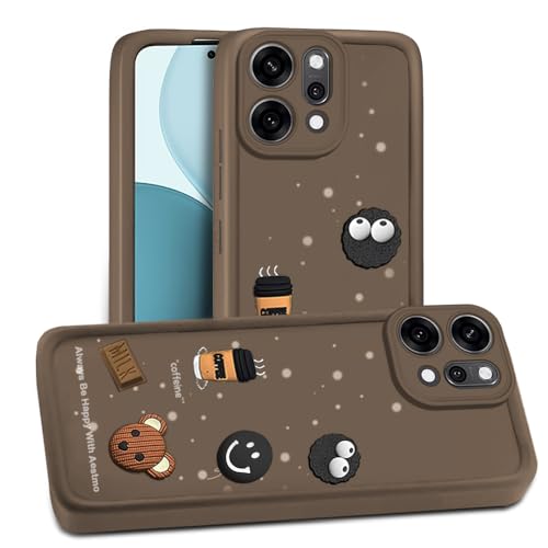 Image of AESTMO Back Case Cover for Oppo Reno 14 Pro 5G Cover | Cute Fun Cartoon 3D Ball | Coffee Silicone Case | Full Body Protection | Camera Protection Back Oppo Reno 14 Pro 5G (Black)