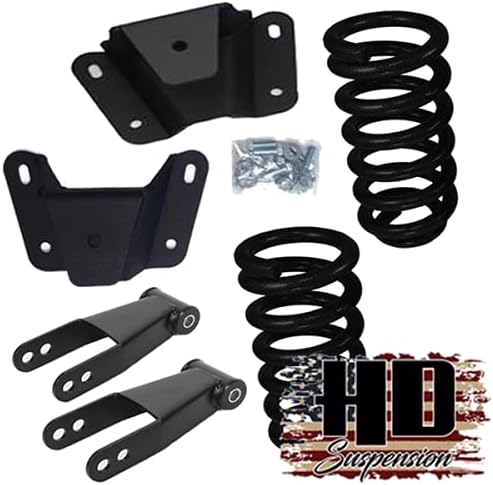 1965-1972 F100 3" Front 4" Rear Drop Coils Springs Hangers & Shackles Drop Kit Lowering