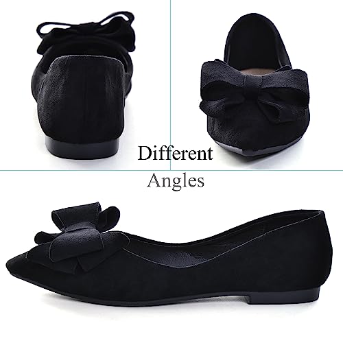 Dear Time Women Casual Comfortable Slip On Ballets Flats Pointy Toe Elegant Wedding Flat Shoes Black-7490 US 74