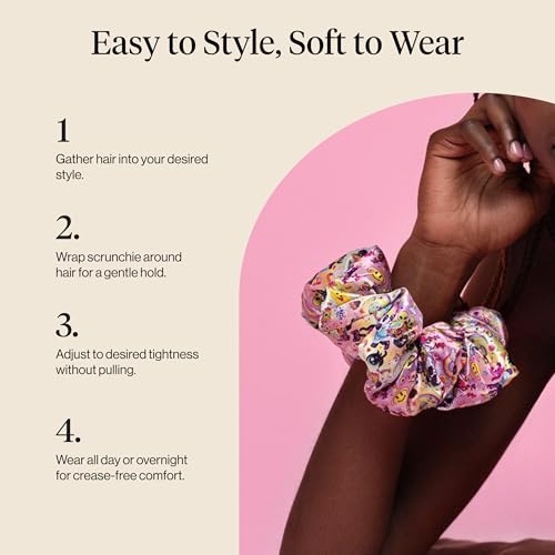 Image of Lisa Frank x Kitsch Pillow Satin Scrunchies for Women - Hair Ties No Damage, No Crease Hair Accessories | For Day or Night Use | Ideal Gifts for Women - 2pcs