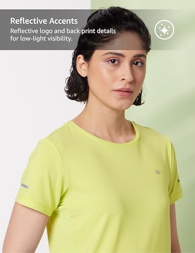 Image of Symbol Premium Women's Solid Regular Fit Sports Stretch T-Shirt | Round Neck | Raglan Sleeve | Moisture-Wicking | Activewear | Running | Gym | Plain (Available in Plus Sizes)