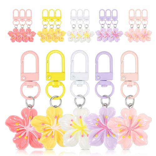 guduling Lot de 20 porte-clés en forme de fleurs, petits porte-clés pour femme, pendentif en forme de fleur, mini pendentif de sac à main, sac à dos