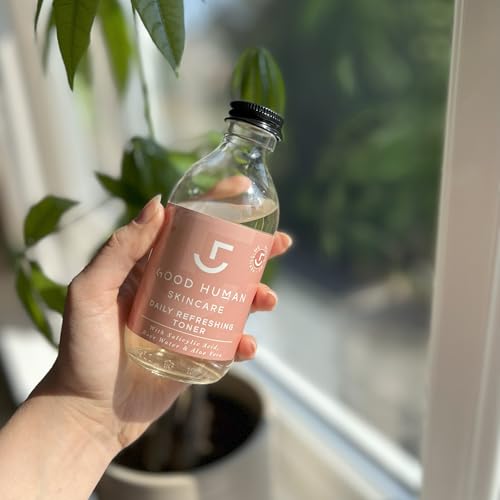 Good Human Salicylic Acid Toner 200ml with Hyaluronic Acid Rose Water and Aloe pH Balancing Pore Minimizing Hydrating Soothing Facial Toner for Oily Acne Prone Sensitive Skin 2% BHA Formula