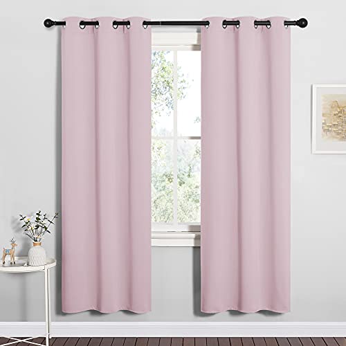 Image of NICETOWN Baby Pink Blackout Curtains 78 inches Length for Bedroom, 2 Panels, 42 inch Wide, Thermal Insulated Decoration Drapes for Office Window