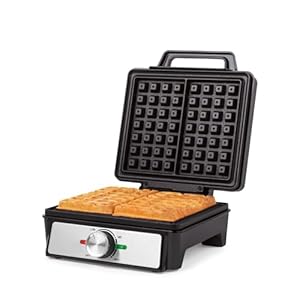 Salter EK5848 Waffle Maker Machine – Non-Stick Dual Waffle Iron Plates, Deep Fill Belgian & American Waffle Machine, Adjustable Temperature Control, Cool Touch Handle, Savoury Snacks & Desserts, 1600W