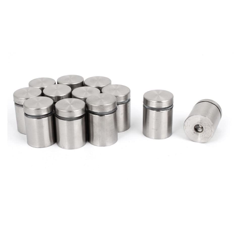 Image of Stainless Steel Frameless Clamp Hardware for Glass Standoff (19mm X 25mm, Silver)-12 Pieces with Screw and Wall Plug.