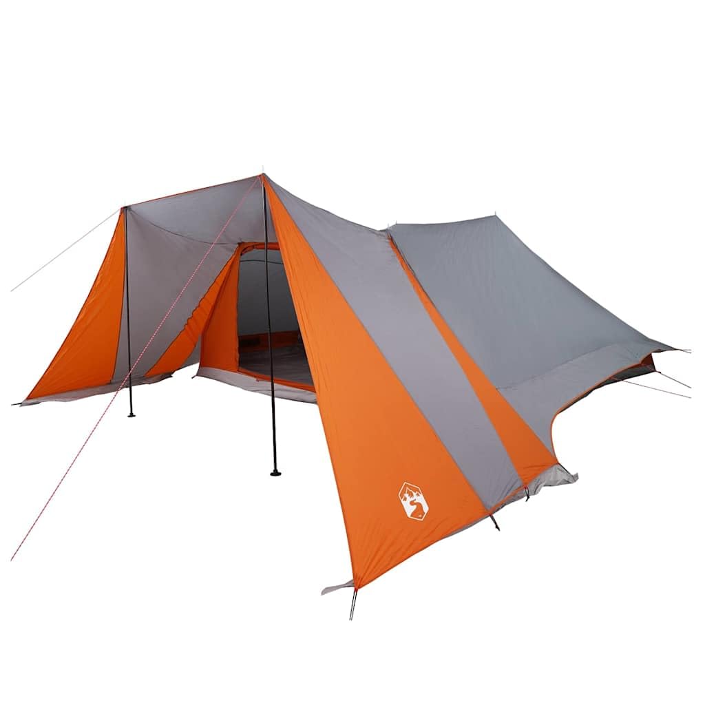 Tienda de campaña familiar para 6 personas, color gris y naranja, impermeable, con bolsa de transporte, 660 x 456 x 200 cm, ideal para aventuras al aire libre, equipamiento duradero