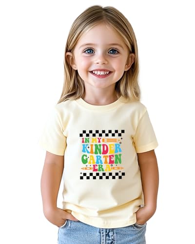 Image of Kindergarten Shirt for Girls Boys Kids Toddler First Day of School Shirts Back to School in My Kindergarten Era Tshirt 2T-7Y