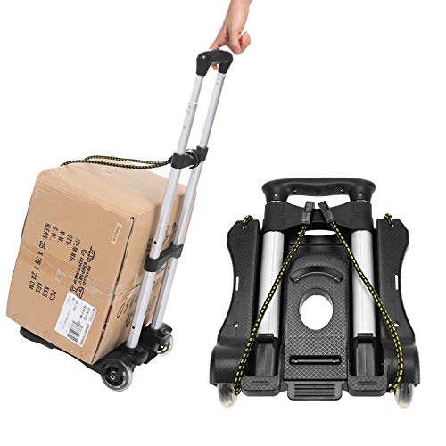 Anfan Folding Luggage Cart Portable Personal Moving Hand Truck 2 Wheels Foldable Platform Truck Shopping Cart - Support 80lbs Capacity (Black)