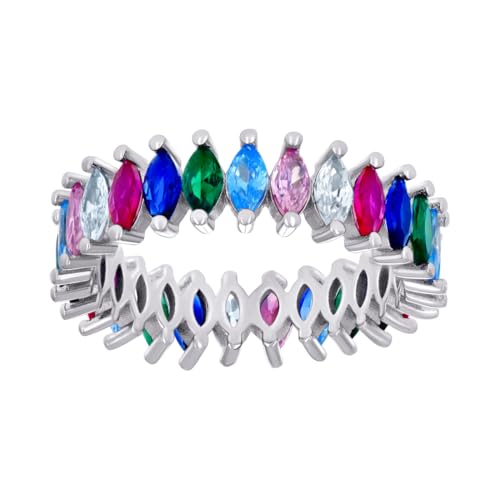 Bague d'éternité zircones multicolores en argent pour illuminer vos tenues d'été