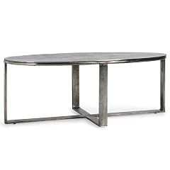 Classic Home Flores 48 Industrial Oval Cast Aluminum Nickel Coffee Table