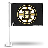 Rico Industries Industries NHL Boston Bruins Standard Double Sided Double Sided Car Flag - 16'' x 19'' - Strong Pole that Hooks Onto Car/Truck/Automobile