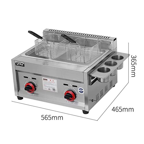 Professionelle Gas-Fritteuse für Restaurant, tiefe Fritteuse aus LPG mit Doppelschlitz für den Tisch, Edelstahl, Gasfritteuse für den Außenbereich mit Korb und Deckel zum Frittieren, appro – Bild 3