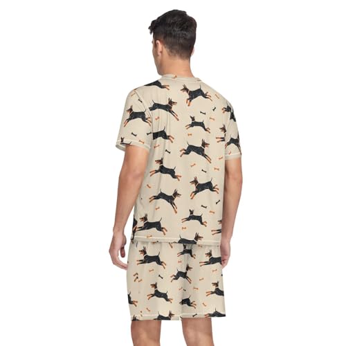 Doberman Dog Men’s Pajama Sets Short Sleeve Shirt and Pants with Soft Touch Fabric2