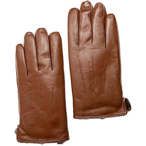 CANDOR AND CLASS Men's Rabbit Fur Lined Sheepskin Leather Gloves, Touchscreen, Winter Leather Gloves for Men, Gift Box (Tan, XXL) Cover