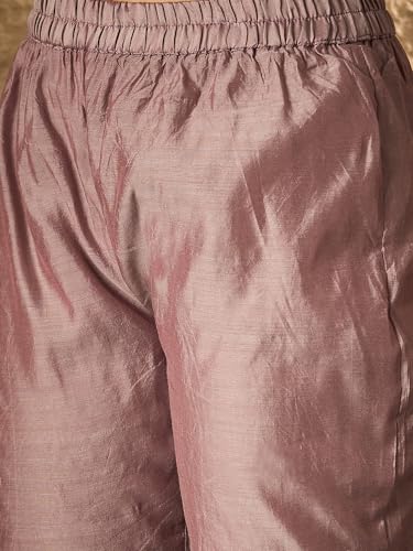 Image of Women's Silk Blend Solid Regular Kurta Set