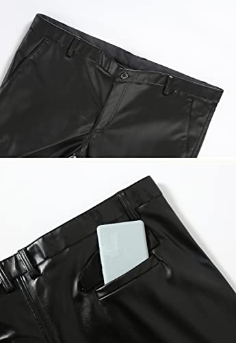 Men`s Pu Motorcycle Party Holiday Performance Faux Leather Pants Jeans3