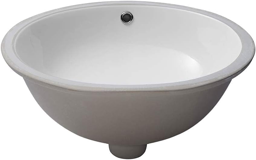 Oval Bathroom Sink - GhomeG 19x16 Inch Undermount White Porcelain Ceramic Lavatory Vanity Sink with Overflow, Under Counter Bathroom Sink, Oval Undermount Vessel Sink for Bathroom White-Oval 19"x16"