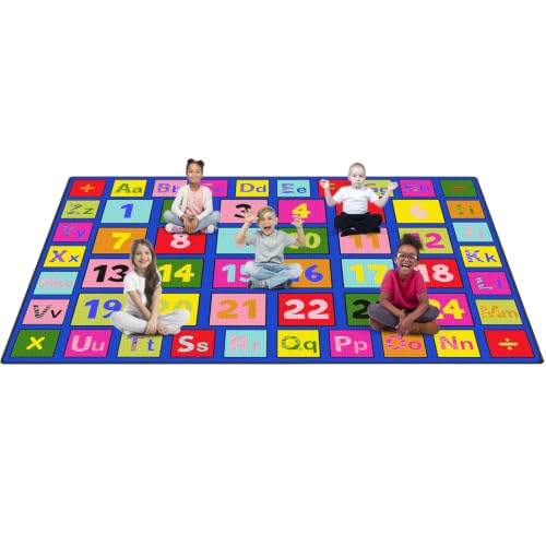 ABCarpet Number Classroom Rug for Kids, 7'6''x13'1'' Durable Nylon Classroom Seating Rug with Non-Slip Backing, School Carpet for Circle Time, Preschool, Daycare, Playroom, Learning & Reading Area - image 1