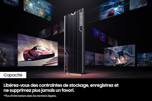 Samsung SSD Interne 9100 Pro avec dissipateur, NVMe 2.0 PCIe 5.0 x4, Capacité 1To, Vitesse de Lecture jusqu'à 14 800Mo/s, Les Performances de la Gen5 sur PC et PS5, MZ-VAP1T0CW