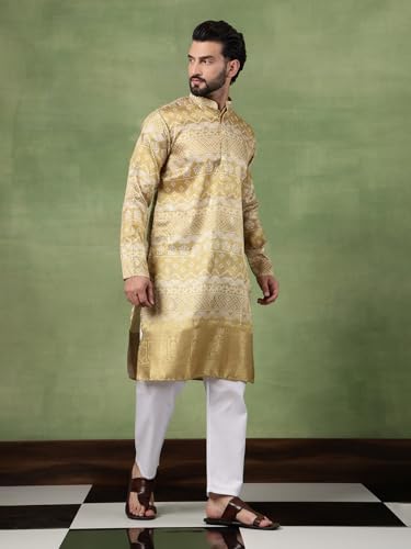 Image of SOJANYA (Since 1958 Men's Silk Banarasi Design Long Kurta