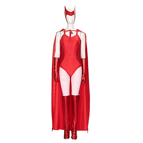 LILLIWEEN Wanda Maximoff Costume Vision Cosplay Costume Scarlet Witch Cloak Headpiece Halloween Bodysuit Outfits L