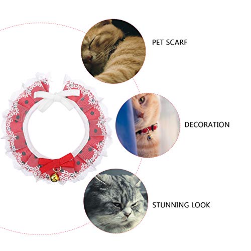 Coleira para gatos de estimação em renda com bolinhas bowknot (vermelho tamanho XL)