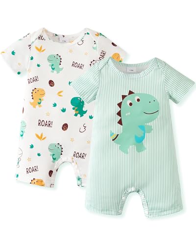 Image of NZRVAWS Newborn Baby Boy Clothes Infant Romper 2-Pack outfit Cute Pattern Essential Short Sleeve Summer Spring Clothing 0-24M
