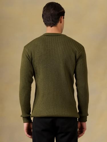 Image of Kvetoo Full Sleeve Winter Wear Woolen Collar Polo Sweater for Men