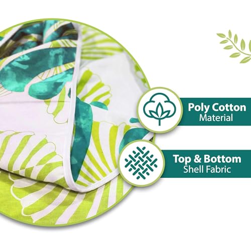 Image of Divine Casa Glace Cotton 120 GSM Reversible Lightweight Printed Double Bed AC Dohar Blanket Quilt - Lime Green and Brown| TC - 120