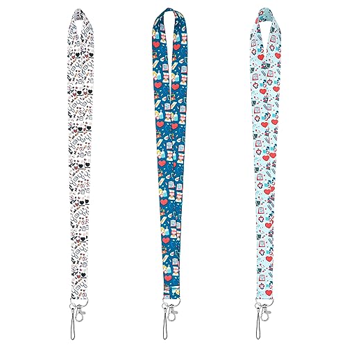 Amaxiu Abzeichen Lanyards Gurt, 3 Stück, Krankenschwester Abzeichen Lanyards langlebiges Umhängeband für Ausweishalter Schlüssel Lanyard Schlüsselanhänger Lanyard niedliches Muster Lanyard