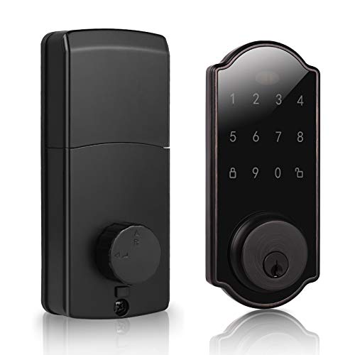 Crazy Clearance DECORITEN Smart Electronic Door Lock, User Code Touch Screen Keypad Deadbolt Entrance Smart Electronic Digital Door Lock with Keys in Oil-Rubbed Bronze Finish, for Home Hotels Apartment