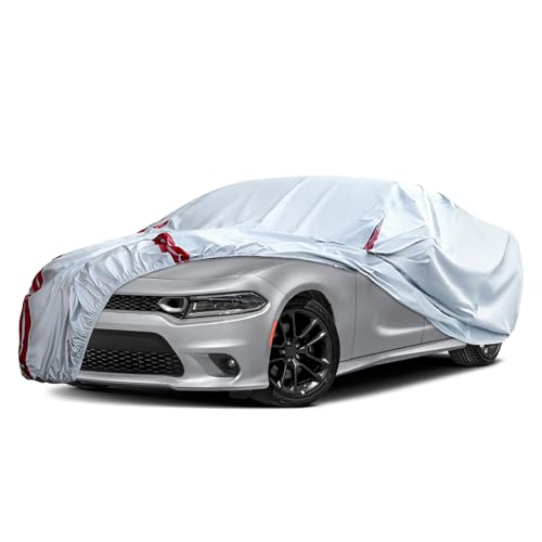 Image of Waterproof Car Covers Replace for 2006-2025 Dodge Charger /Chrysler 300 300C, 6 Layers All Weather Car Cover with Zipper Door & 18 Ponit Windproof Bands for Snow Rain Dust Hail Protection