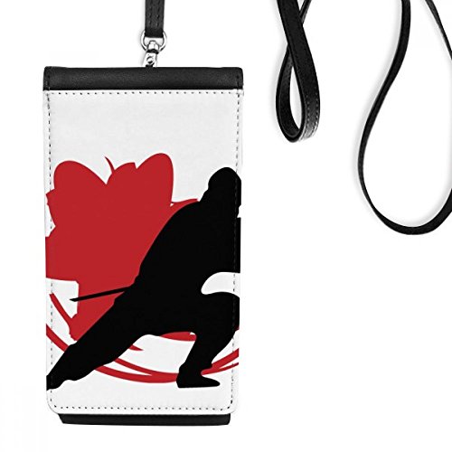 Smartphone bourse en cuir noir avec cordon ajustable étui téléphone portable Japon Sakura
