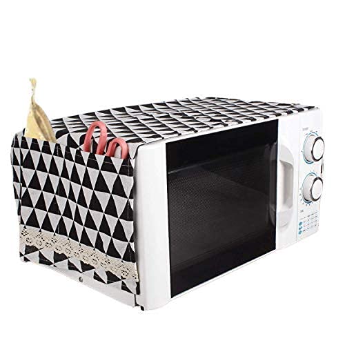 Topinon Cotton Microwave Oven OTG Cover for Top with 4 Pockets - (85x35cm) (Black)