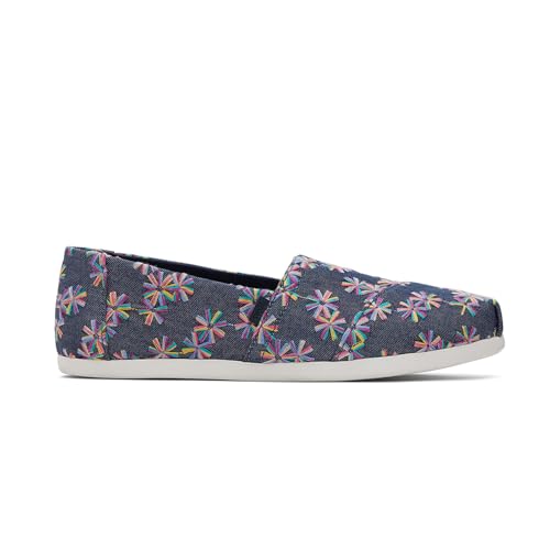 TOMS Alpargata Cloudbound, Mocasines Planos Mujer, Navy Multi Embroidered Floral, 38.5 EU