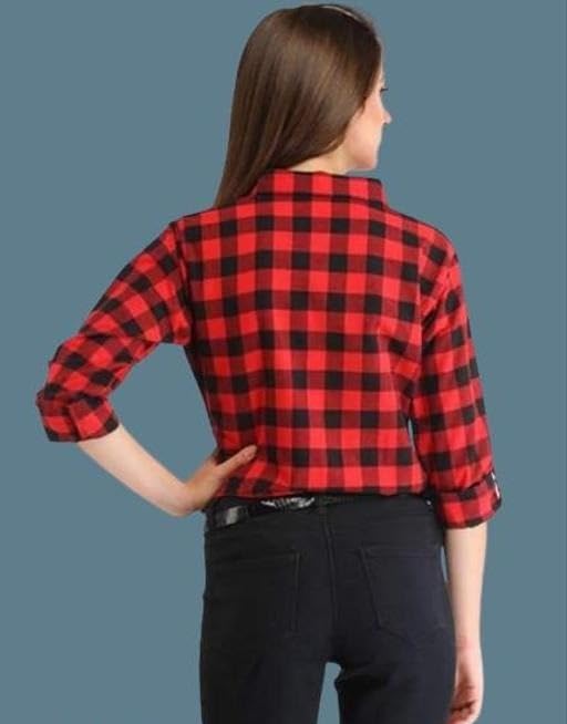 Image of Women Casual Check Shirt Cotton Long Sleeve Stylish Checked Pattern Fashion Clothing