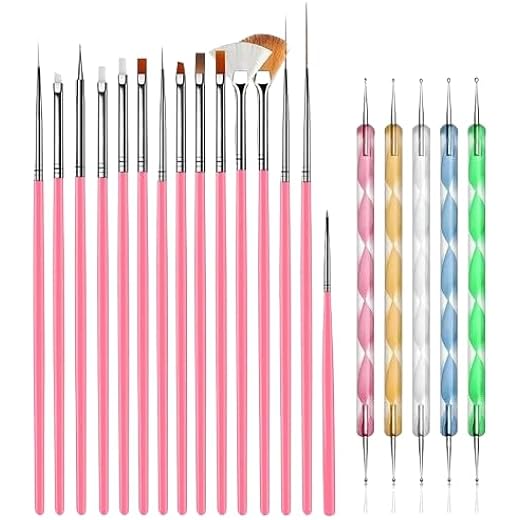 ELITEWAVE Nail Art Brush Kit 20 pcs