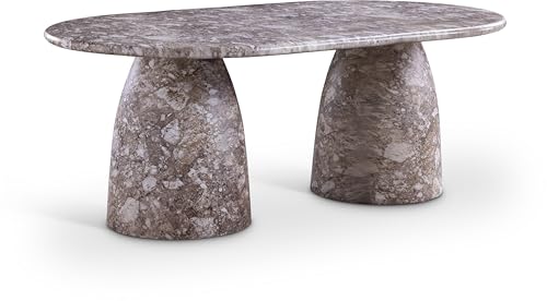 Image of Meridian Furniture 702Brown-T Cosenza Collection Art Deco 78 inch Indoor /Outdoor Concrete Dining Table with Brown Marble Finish, 78 inch W x 44.5 inch D x 30 inch H, Brown