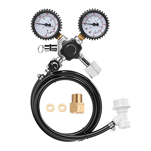 MUMMUG CO2 Regulator Portable Double Gauge Beer CO2 Pressure Relief Valve Safety Keg Buck Regulator 0-3000 PSI Tanks Pressure Gauge Flowmeter (Color : Type 1, Size : S)