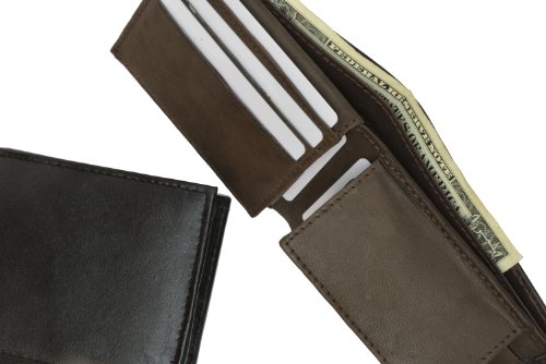 MARSHAL Genuine Lambskin Soft Leather Bifold Credit Card Wallet with Coin Pouch3